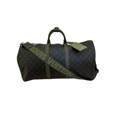 Louis Vuitton Keepall 55 Bandoulière bag Khaki Green Monogram Eclipse canvas
