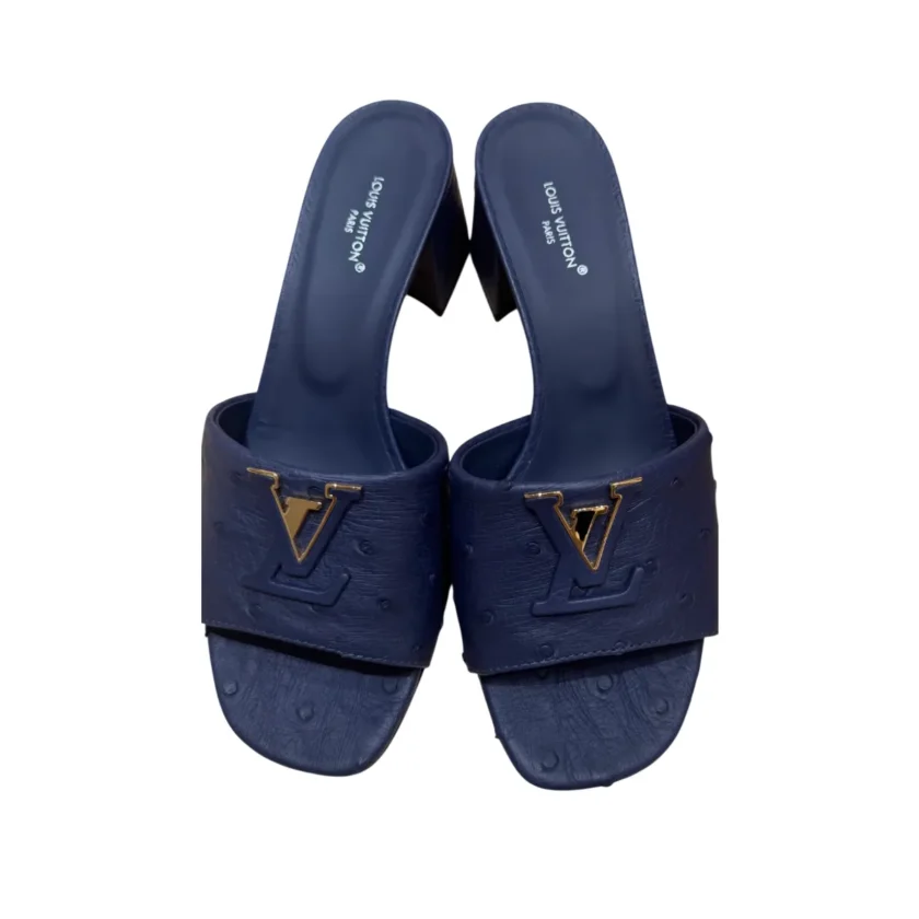 Louis Vuitton Mare Mules Indigo Blue Ostrich Leather