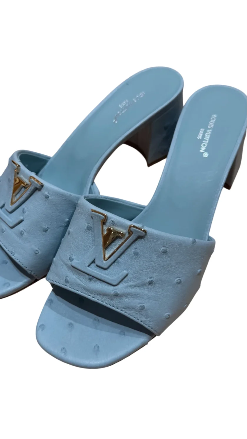Louis Vuitton Mare Mules Light Blue Ostrich Leather
