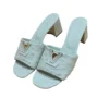 Louis Vuitton Mare Mules Light Green Ostrich Leather Gold Hardware