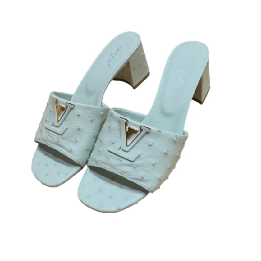 Louis Vuitton Mare Mules Light Green Ostrich Leather Gold Hardware