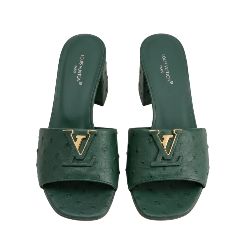 Louis Vuitton Mare Mules Menthe Green Ostrich Leather 1AKIZI