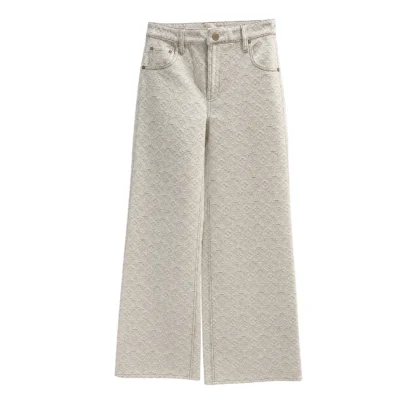 Louis Vuitton Women's 3D Beige LV Monogram Embossed Jeans trousers