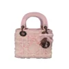 Mini Lady Dior Bag Fluffy Cannage Rose Tendre Pink Bow Gold Hardware