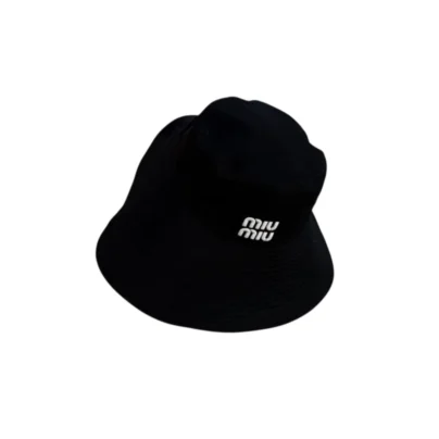 Miu Miu Black Cotton Logo Bucket Hat