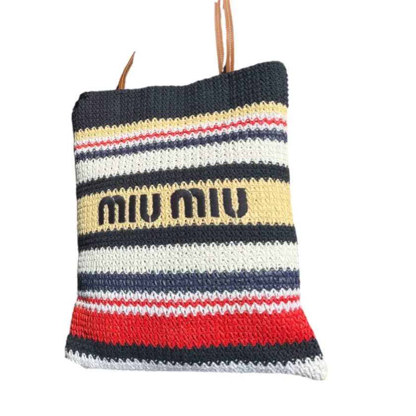 Miu Miu Raffia effect Woven Red Blue Tote bag