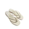 New 2026 Chanel Beige Leather Flat Thong Sandals Fall Winter Collection