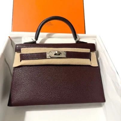 New Authentic Hermès Kelly 20 Mini Sellier Rouge Chevre Palladium hardware