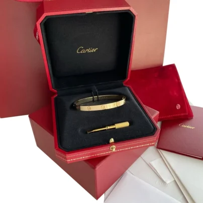 New Cartier Love Bracelet 18k Yellow Gold Size 17