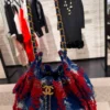 New Chanel 25 Mini Hobo Bag in Red Blue White Tweed Goldtone Hardware