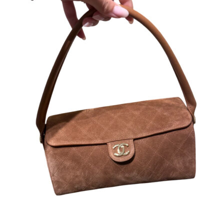 New Chanel Clutch With Chain Camel Suede Lambskin Gold Tone Hardware