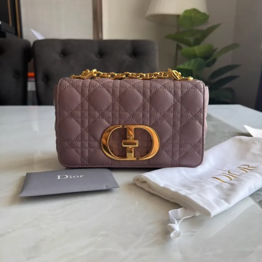 New Christian Dior CD Caro Small Bag in Pink Calfskin Gold tone hardware
