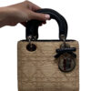 New Dior Small Lady Dior Bag Black Beige raffia effect Cannage embroidered fabric