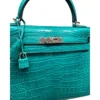 New Hermès Malachite Matte Alligator Kelly Retourne 32 Palladium Hardware