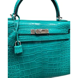 New Hermès Malachite Matte Alligator Kelly Retourne 32 Palladium Hardware