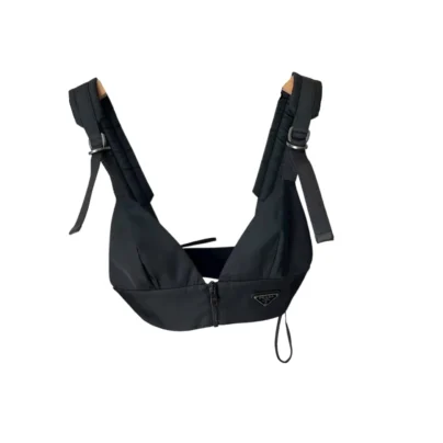 Prada Recycled Nylon Black Gabardine Bralette Top