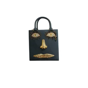 Schiaparelli Anatomical Bijoux Face Bag Dark Green Lambskin Gold hardware