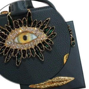Schiaparelli Anatomical Bijoux Face Bag Dark Green Lambskin Gold hardware detail