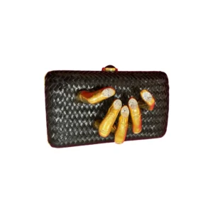 Schiaparelli Black Lambskin Braided Hand In Hand Clutch Bag