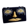 Schiaparelli Velvet Blue Face Clutch Bag