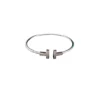 Tiffany T Wire 18k White Gold and Diamond Bracelet