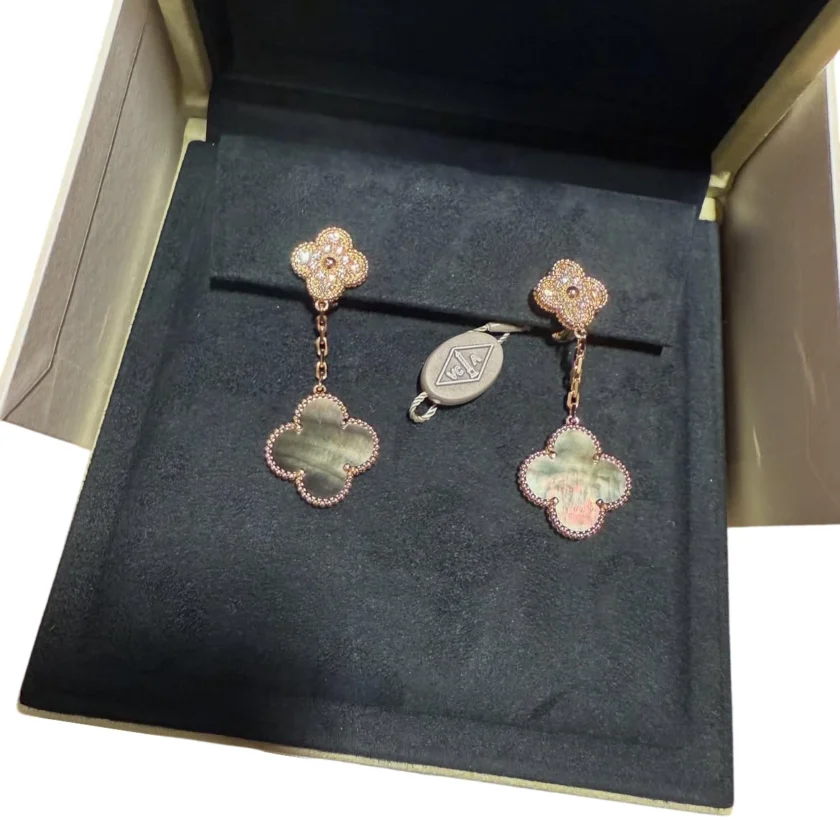 Van Cleef & Arpels Diamond Magic Alhambra Mother of Pearl Earrings