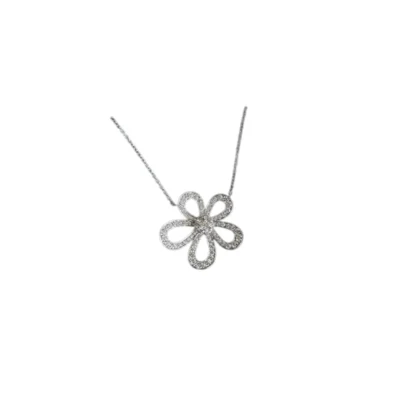 Van Cleef & Arpels Flowerlace Diamonds 18k White Gold Pendant Necklace