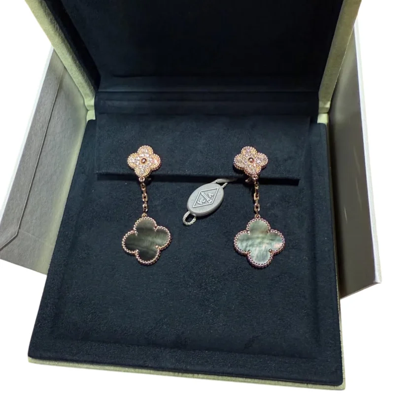 Van Cleef & Arpels Magic Alhambra Diamond Mother of Pearl Earrings