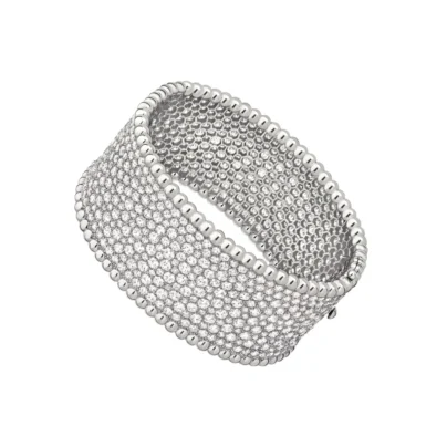 Van Cleef & Arpels Perlée Diamonds White Gold Cuff Medium Bracelet