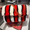 2026 Chanel Maxi Coco Beach Stripes Flap Bag Orange White Black Raffia Gold tone Hardware