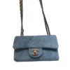 2026 Chanel Mini Classic Flap Blue Denim Gold tone Hardware