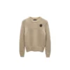 Beige Chanel cashmere knit sweater with cc brooch 2026