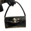 Black Chanel Clutch Bag with Chain Croc Embossed Calfskin Gold Hardware