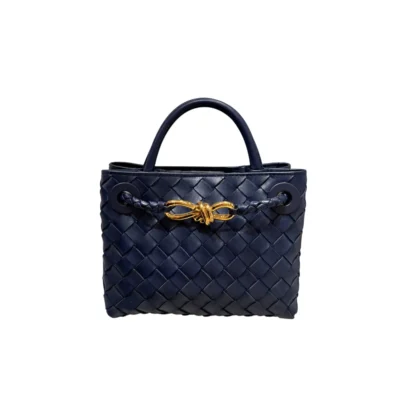 Bottega Veneta Small Andiamo Navy Tote bag intrecciato woven leather