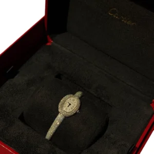 Cartier Mini Baignoire Watch Paved 18k White Gold and Diamonds