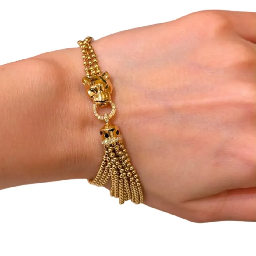 Cartier Panthère de Cartier Tassel Bracelet Yellow Gold Diamond Onyx