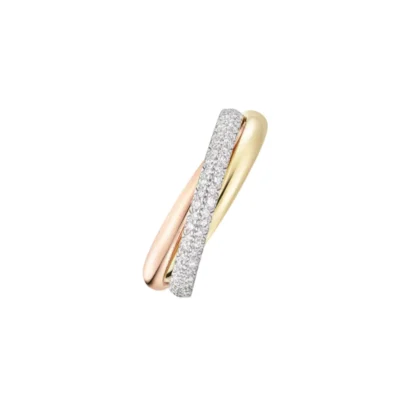 Cartier Trinity Small Model Half Paved Diamond Ring
