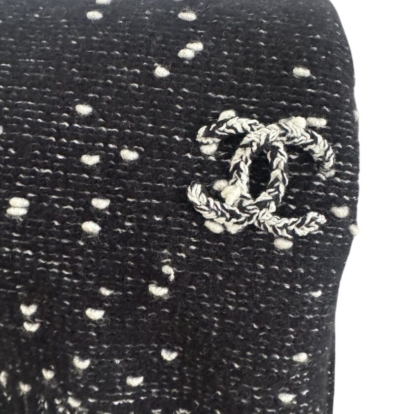Chanel Black White Knit quarter zip sweater size 36 logo detail