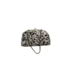 Chanel Black White Pony Hair Printed Clutch with Chain Metiers D'Art