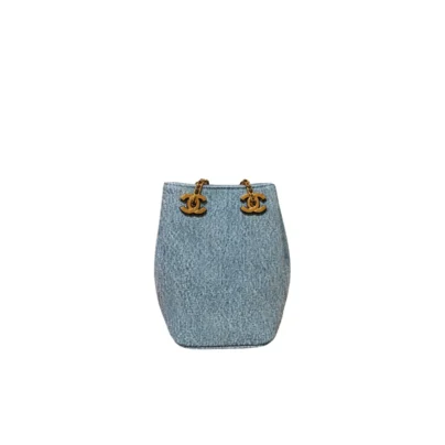 Chanel Blue Denim Bucket Bag with Gold-tone Chain