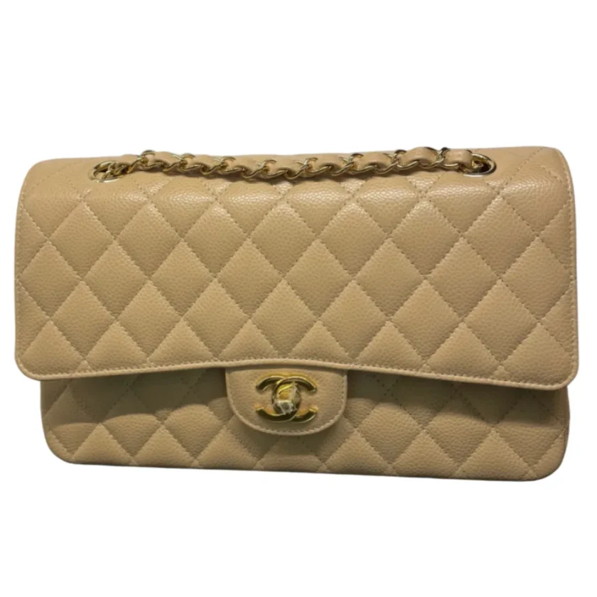 Chanel Classic Medium Double Flap Caviar Gold tone Hardware
