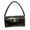 Chanel Clutch Bag with Chain Black Croc Embossed Calfskin Gold Hardware