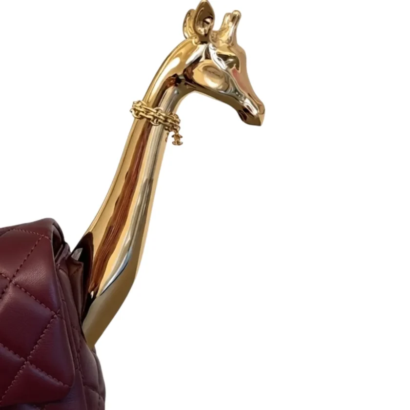 Chanel Giraffe Flap Bag Metiers D'Art Burgundy Leather Gold tone Metal Hardware