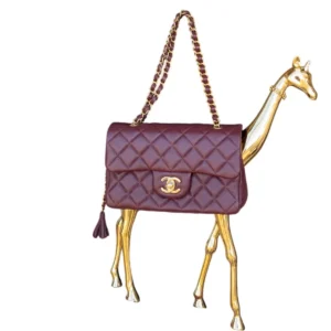 Chanel Giraffe Mini Classic Flap Bag Metiers DArt Burgundy Leather and Gold tone Hardware