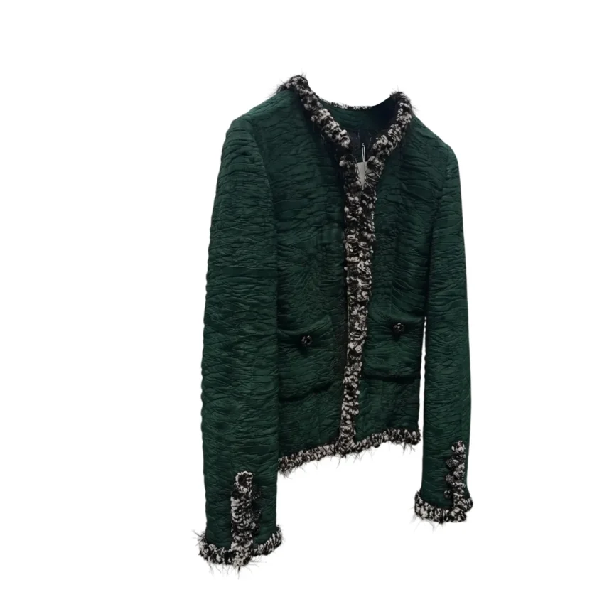 Chanel Green Black White Silk Jacket Metiers D'art 2026 Collection