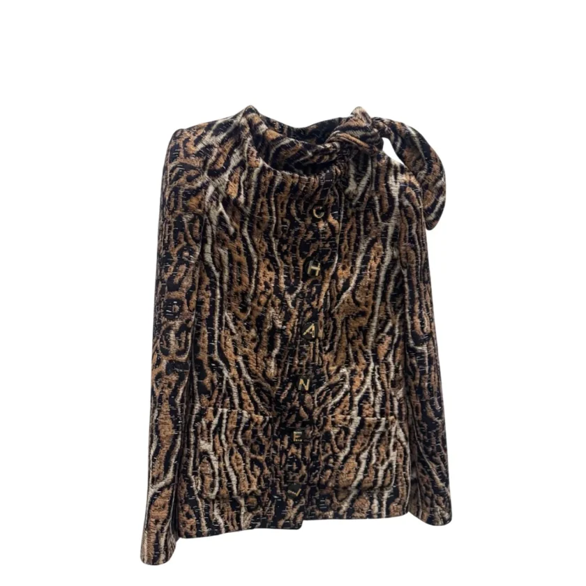 Chanel Leopard Pattern Jacket Brown Black Mixed Fibers Metiers D'Art 2026