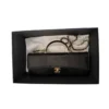 Chanel Long Top Handle Clutch With Chain Black Lizard Embossed Calfskin