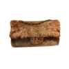 Chanel Maxi Flap Bag Brown Shearling Fur Gold Tone Hardware