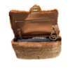 Chanel Maxi Flap Bag Brown Shearling Fur Gold Tone Hardware interior