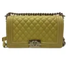 Chanel Medium Boy Flap Yellow Lambskin Silver tone Hardware
